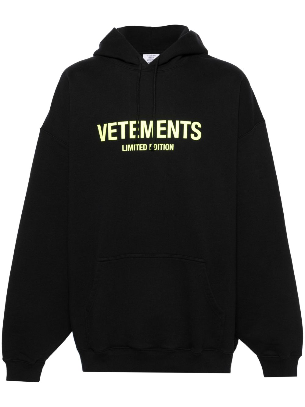 VETEMENTS logo印花平纹针织连帽衫 - 黑色