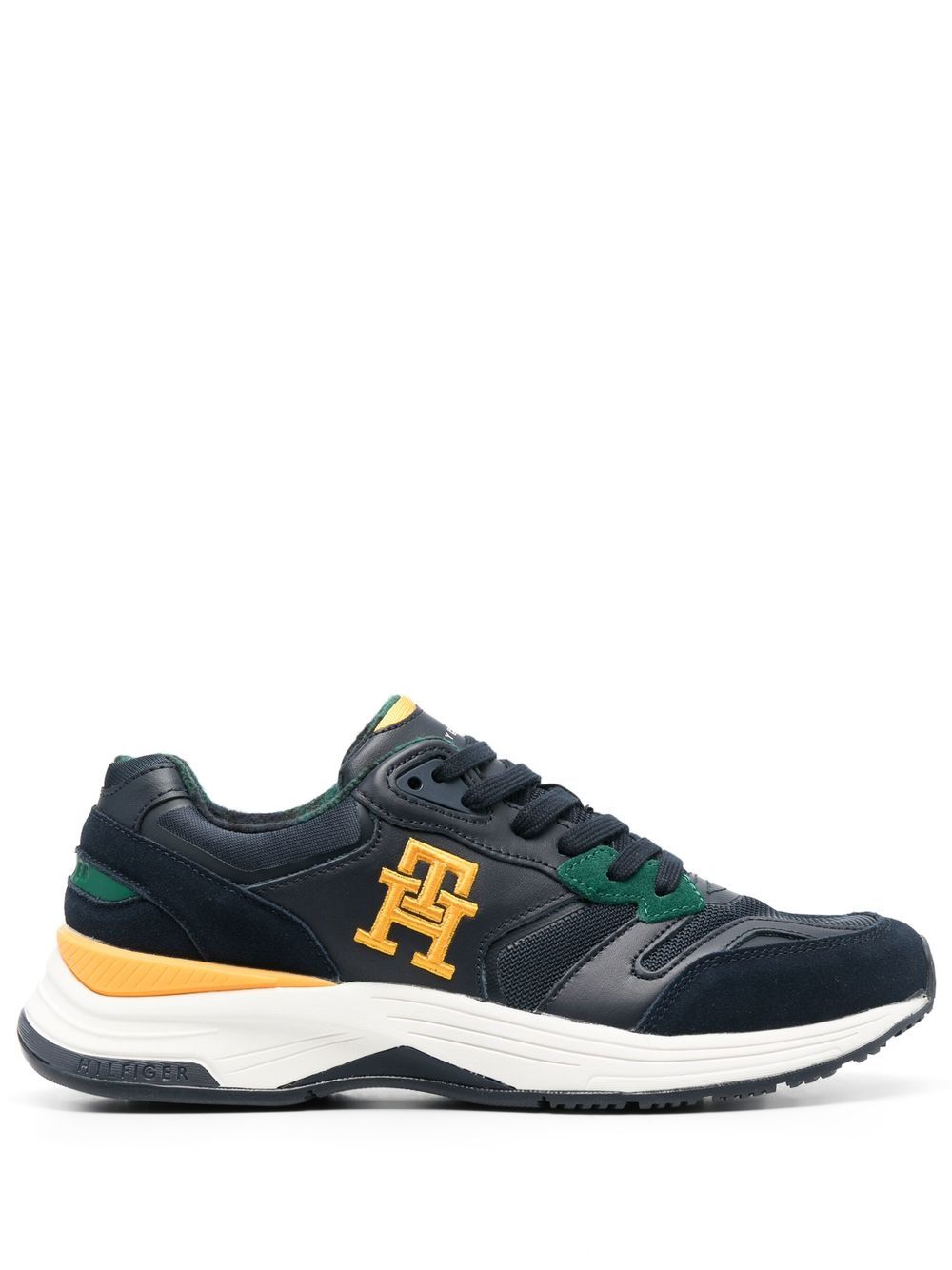 Tommy Hilfiger logo刺绣系带运动鞋 - 蓝色