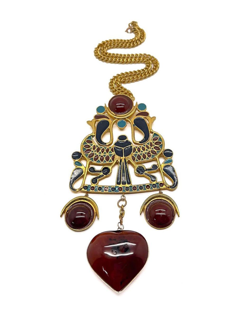 Jennifer Gibson Jewellery Vintage Adrian Mann London Egyptian Revival Necklace 1970s - 金色