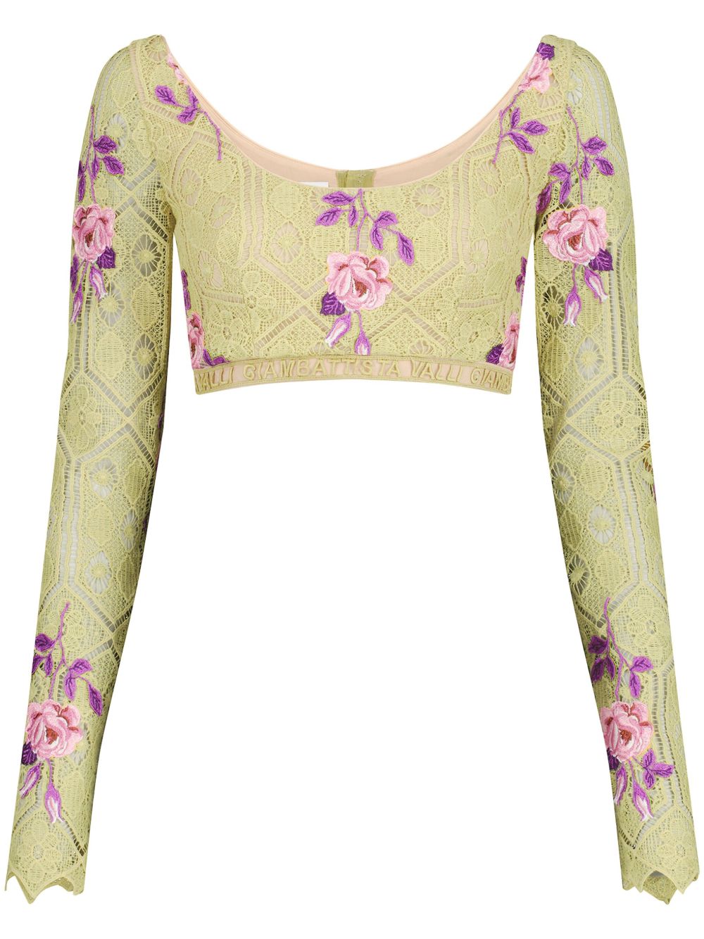Giambattista Valli Pensée Sauvages 花卉刺绣短款上衣 - 绿色