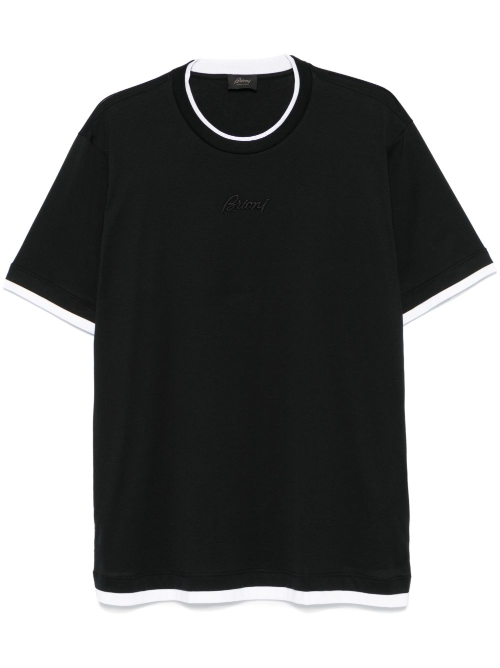 Brioni logo刺绣T恤 - 黑色
