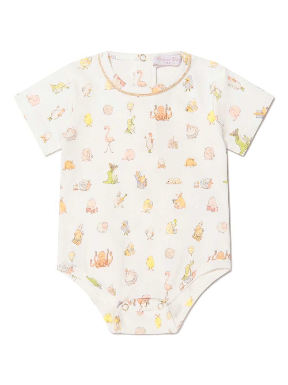 Atelier Choux Bébé Choux 印花棉连体衣 - 白色