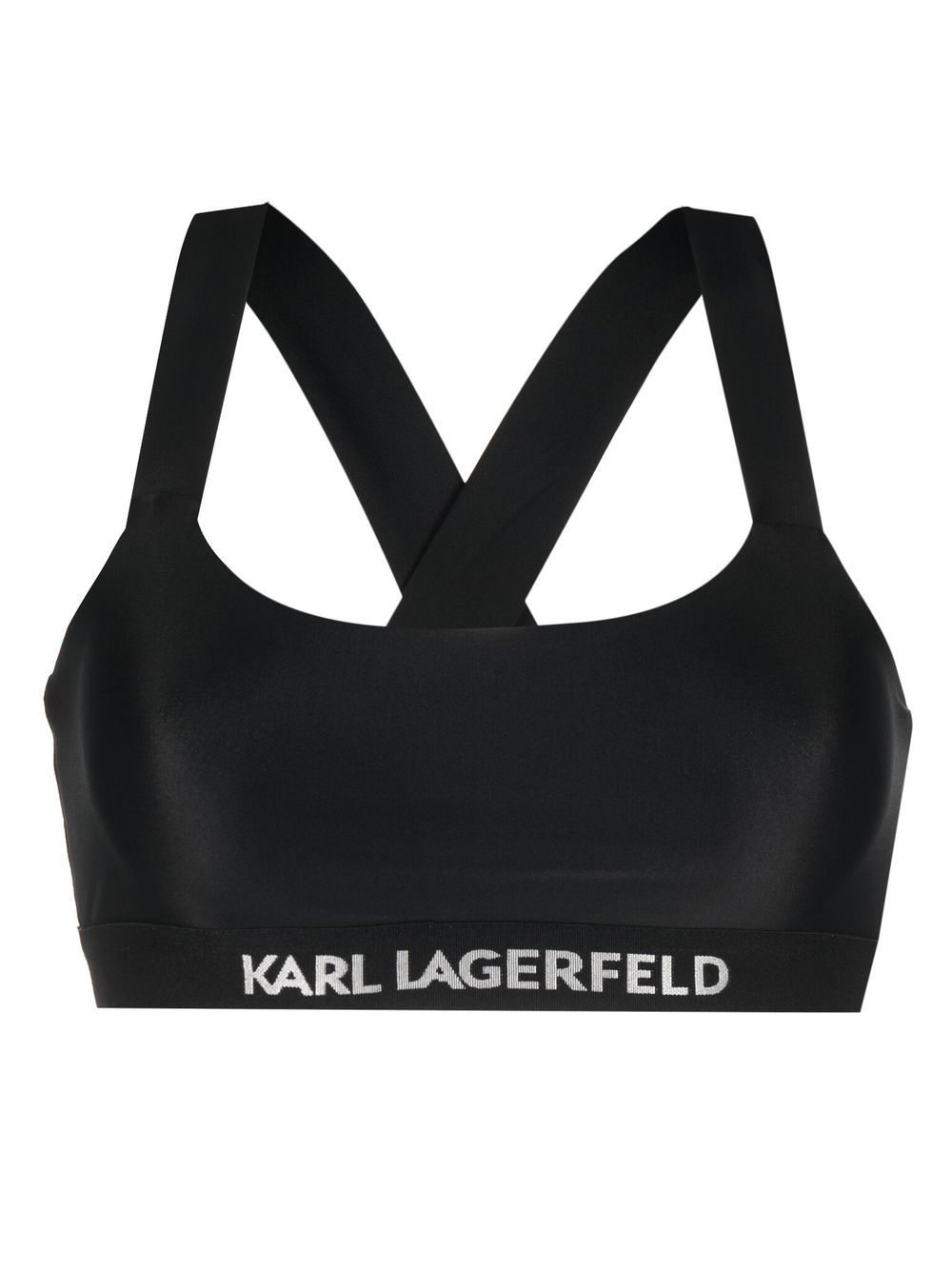 Karl Lagerfeld 交叉带比基尼上装 - 黑色