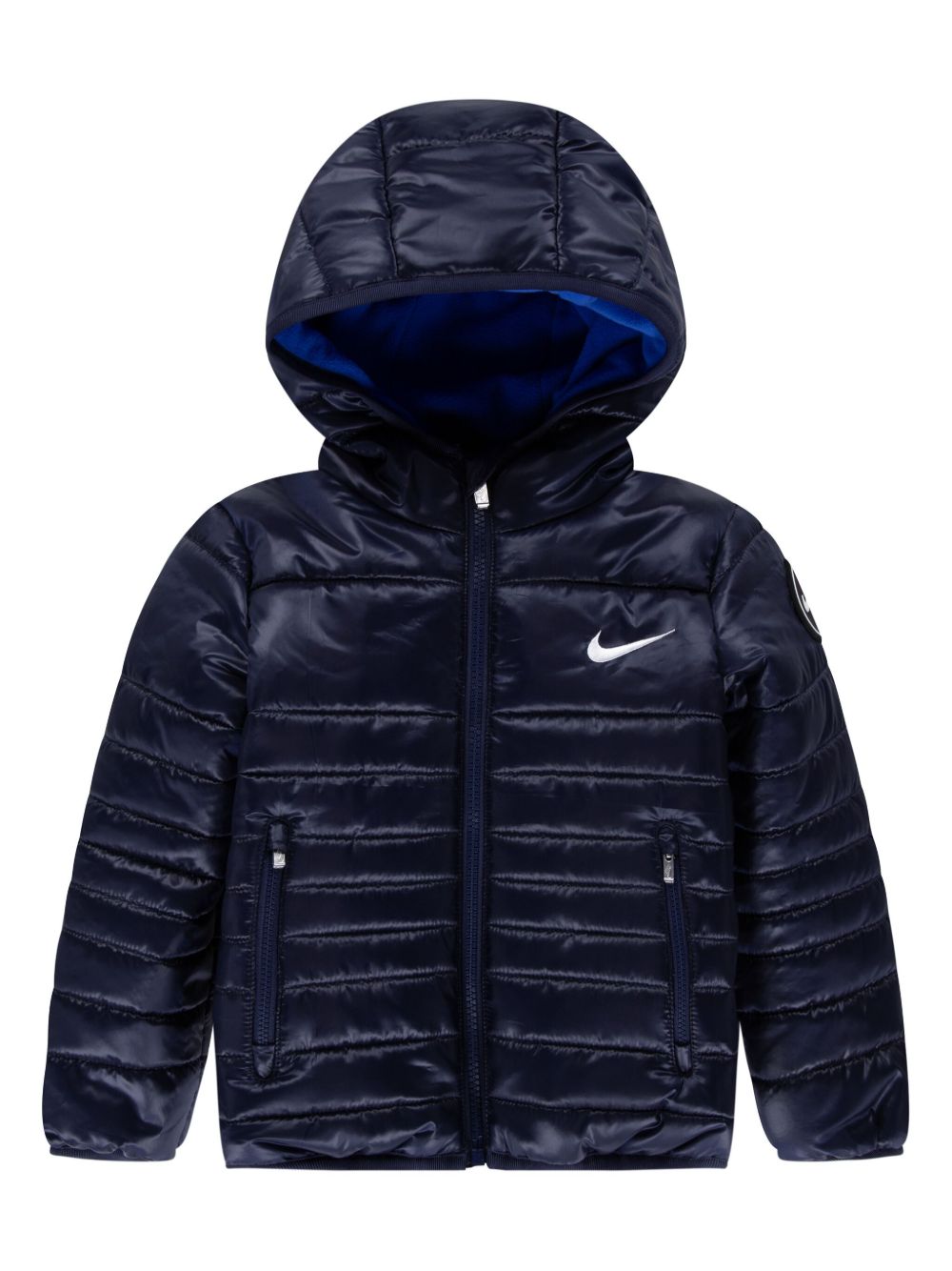 Nike Kids logo刺绣蓬松夹克 - 蓝色