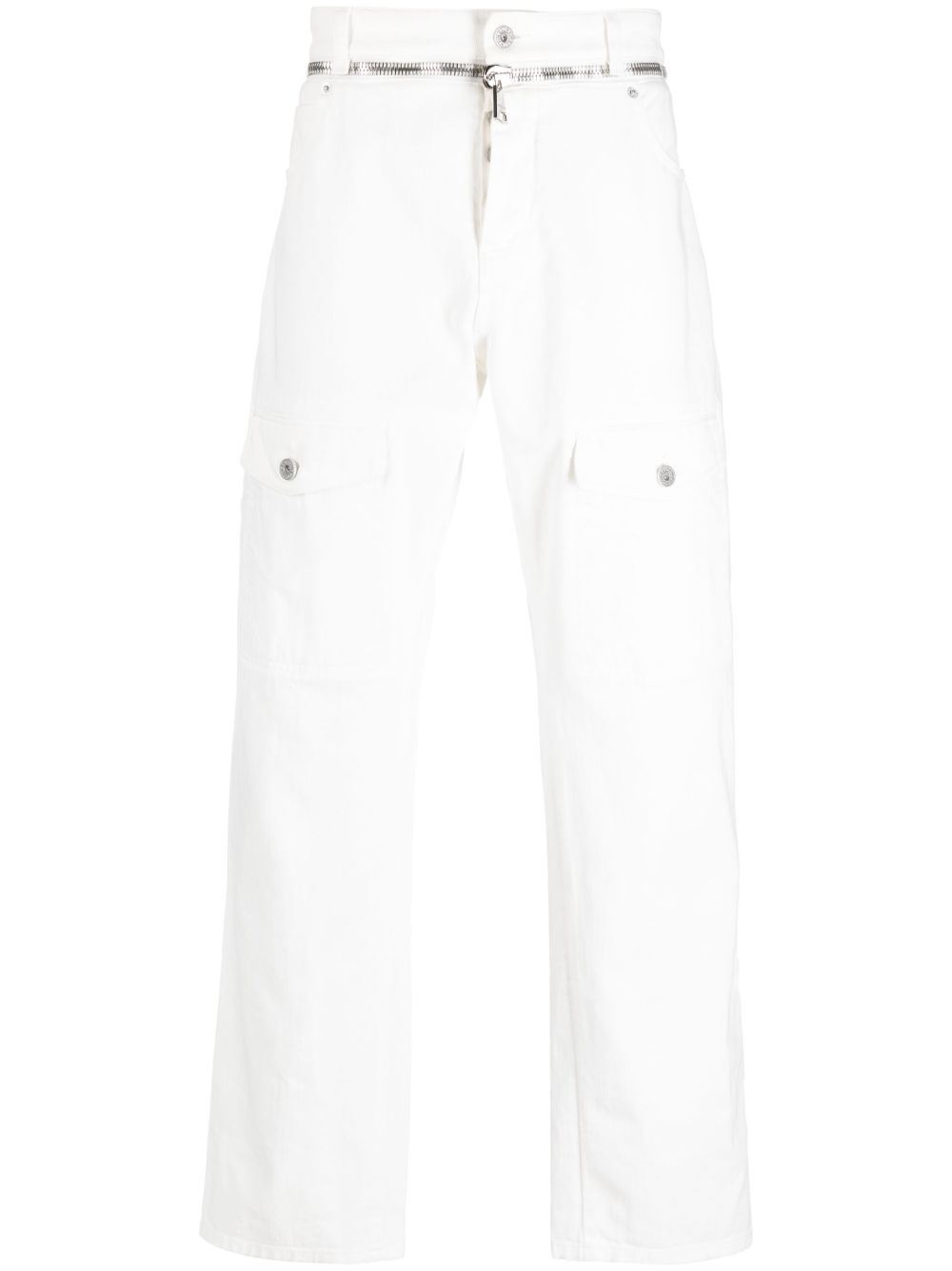 Balmain 拉链细节直筒牛仔裤 - 白色