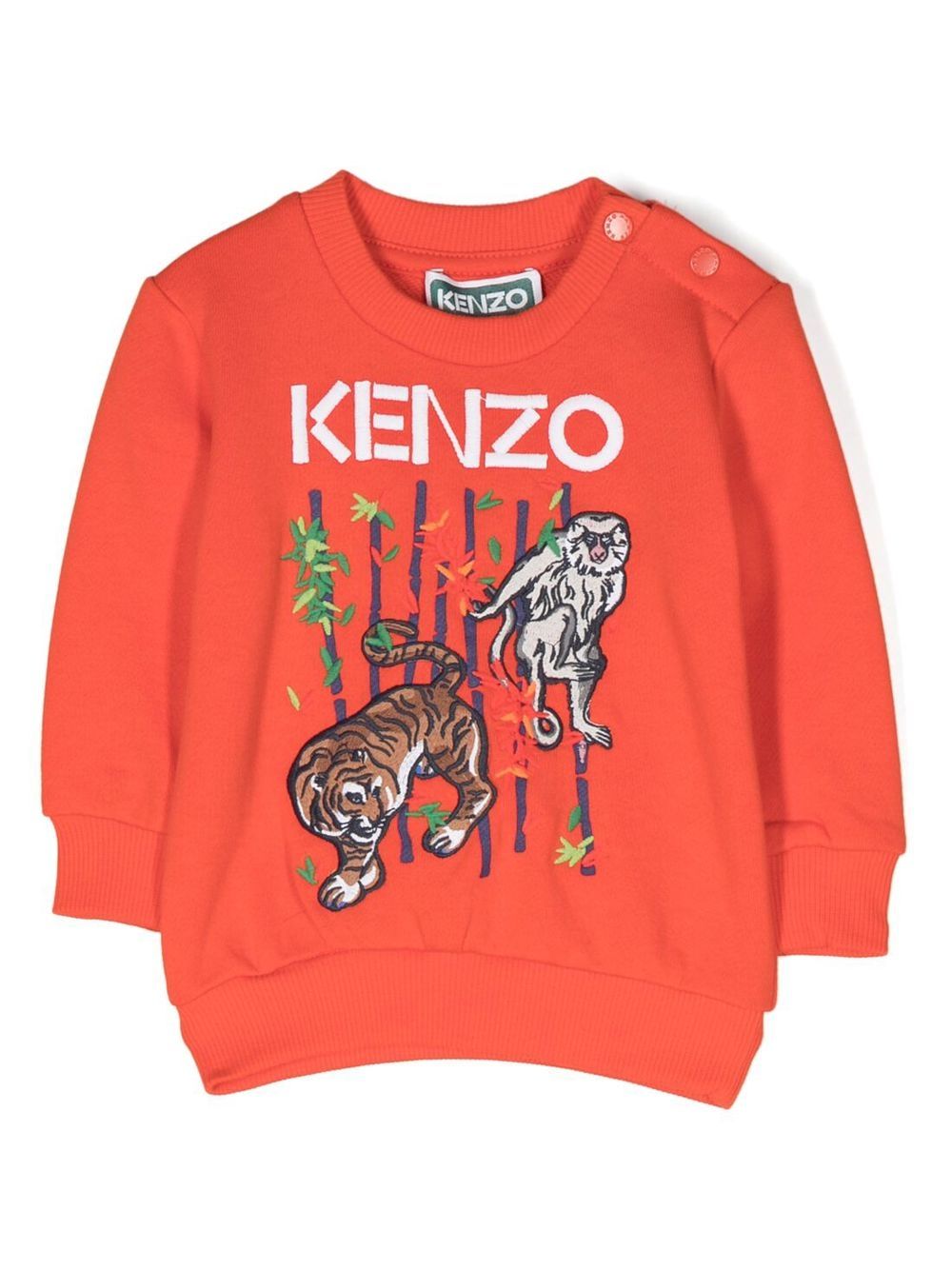 Kenzo Kids logo印花棉卫衣 - 红色