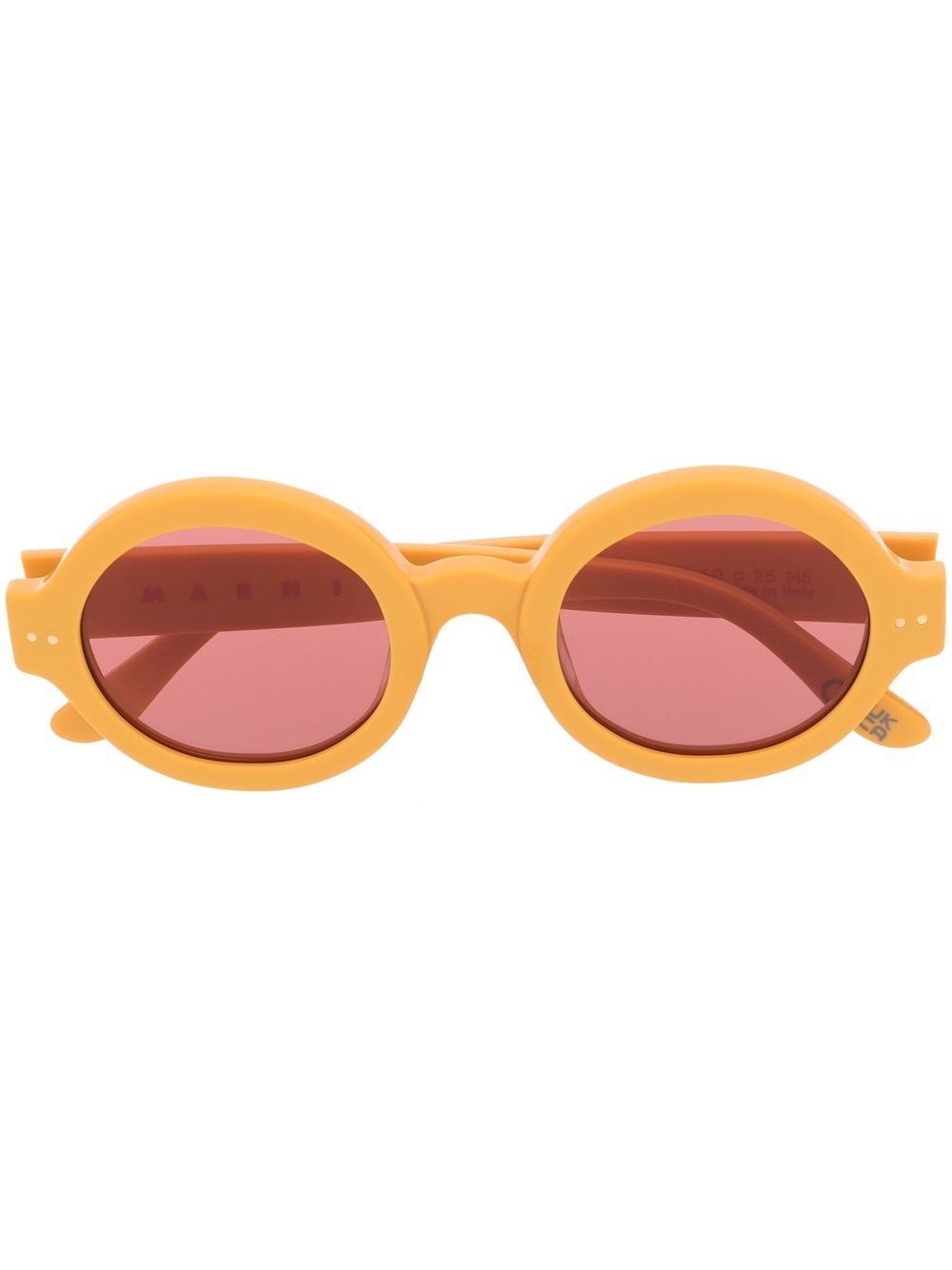 Marni Eyewear logo印花圆框太阳眼镜 - 橘色