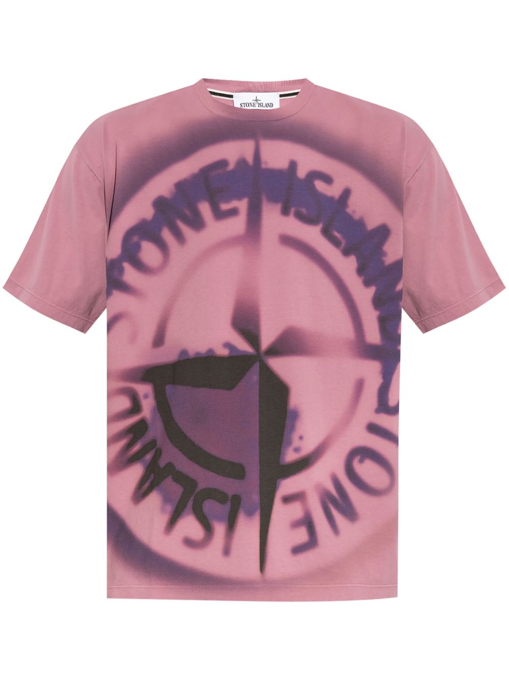 Stone Island logo印花棉T恤 - 粉色