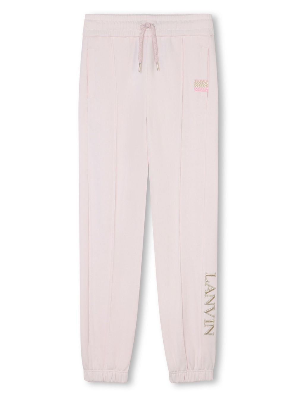 Lanvin Enfant logo刺绣棉运动裤 - 粉色