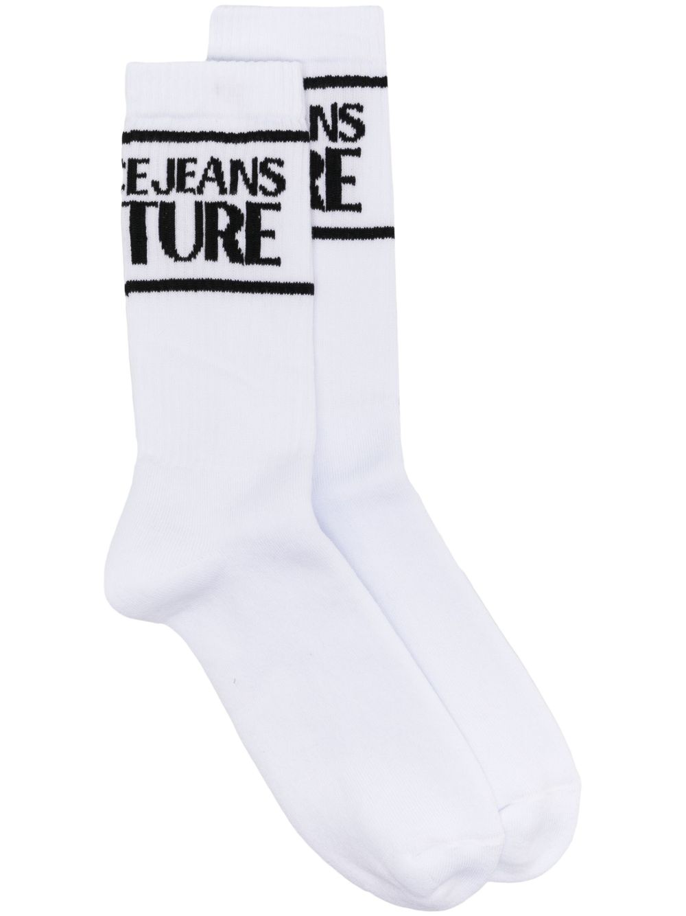 Versace Jeans Couture logo印花棉针织袜 - 白色