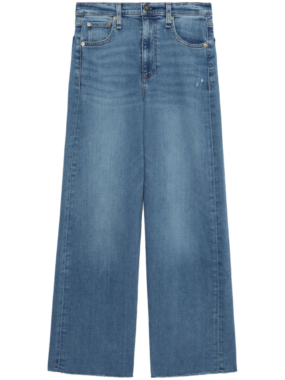 rag & bone 高腰阔腿牛仔裤 - 蓝色