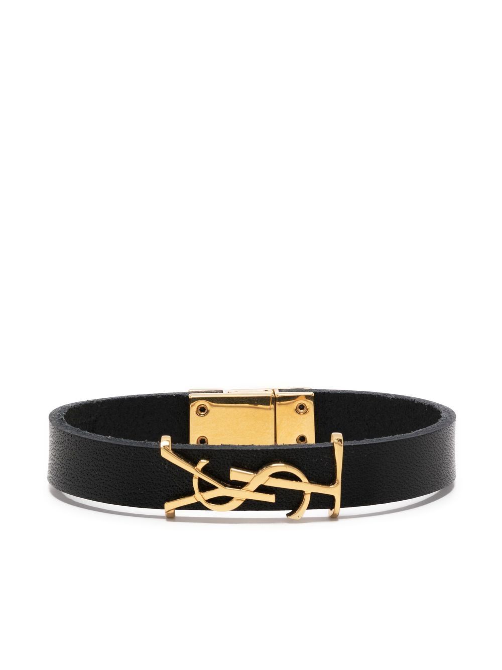 Saint Laurent 圣罗兰 YSL 吊饰皮质手环 - 黑色