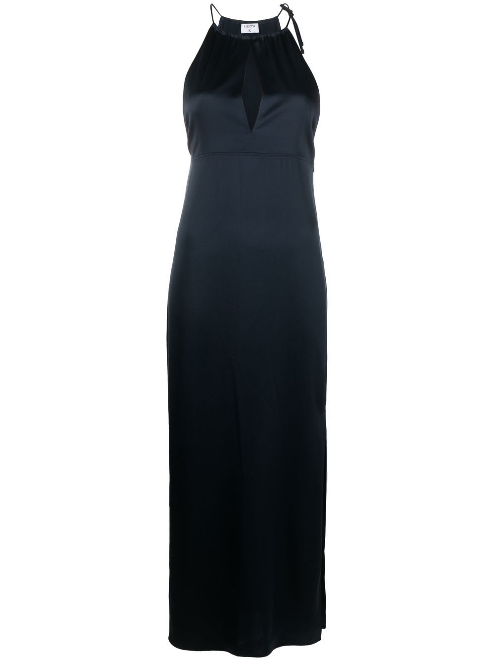 Filippa K 缩褶领缎面连衣裙 - 蓝色