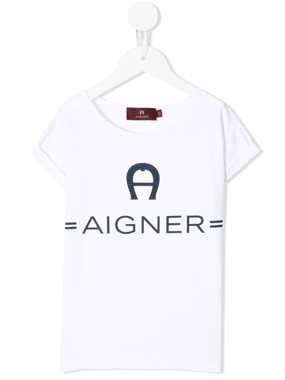 Aigner Kids logo印花盖袖T恤 - 白色