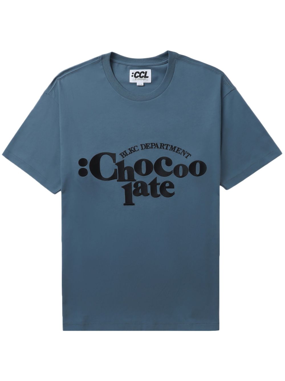 CHOCOOLATE logo印花棉T恤 - 蓝色