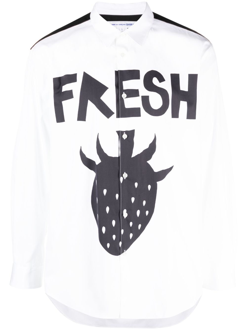Comme Des Garçons Shirt 图案印花棉衬衫 - 白色