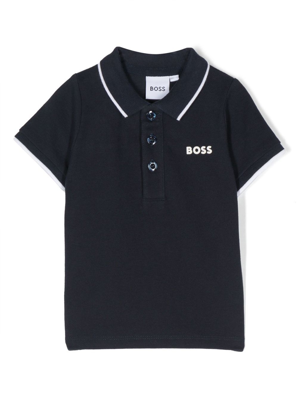 BOSS Kidswear logo印花珠地布polo衫 - 蓝色