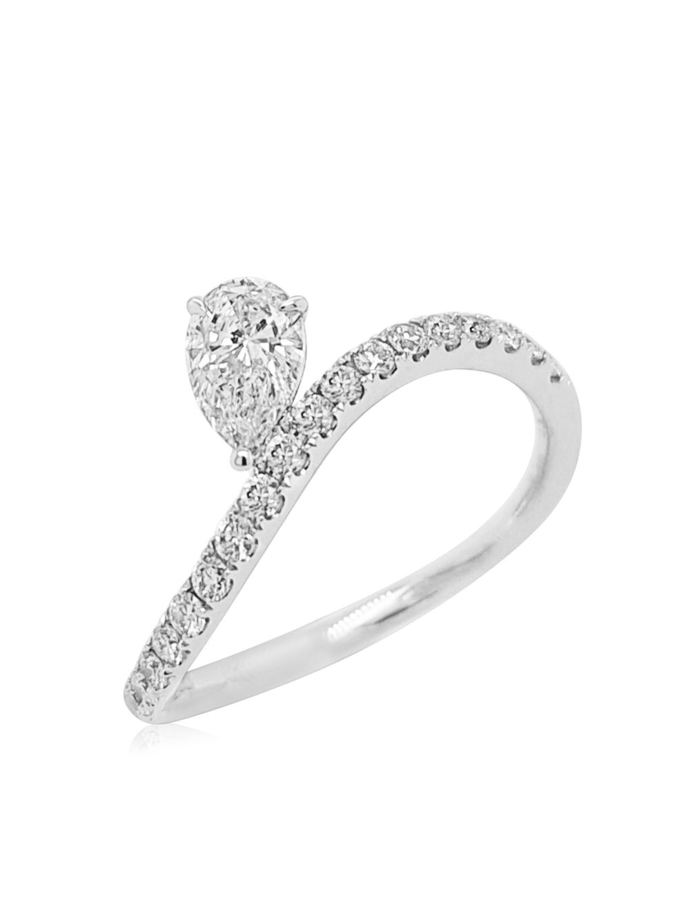 HYT Jewelry 铂金不对称钻石戒指 - 银色
