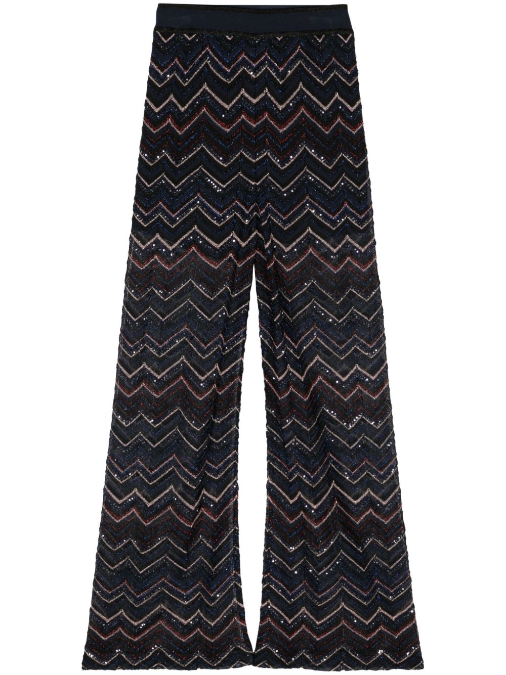 Missoni 亮片缀饰Z字形图案喇叭裤 - 黑色