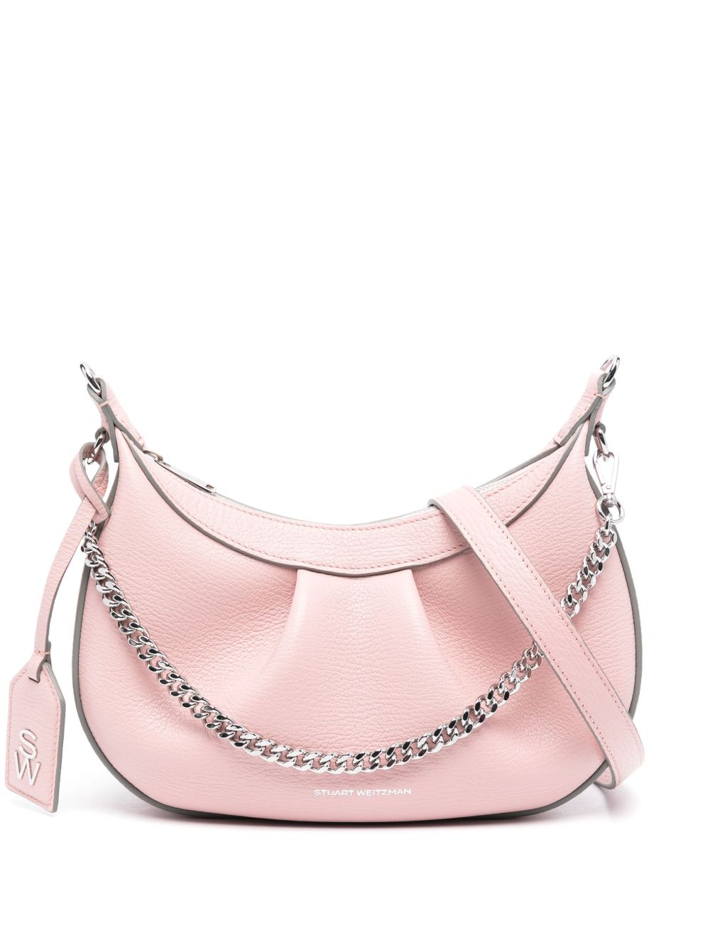Stuart Weitzman Stellar Crescent 皮质单肩包 - 粉色