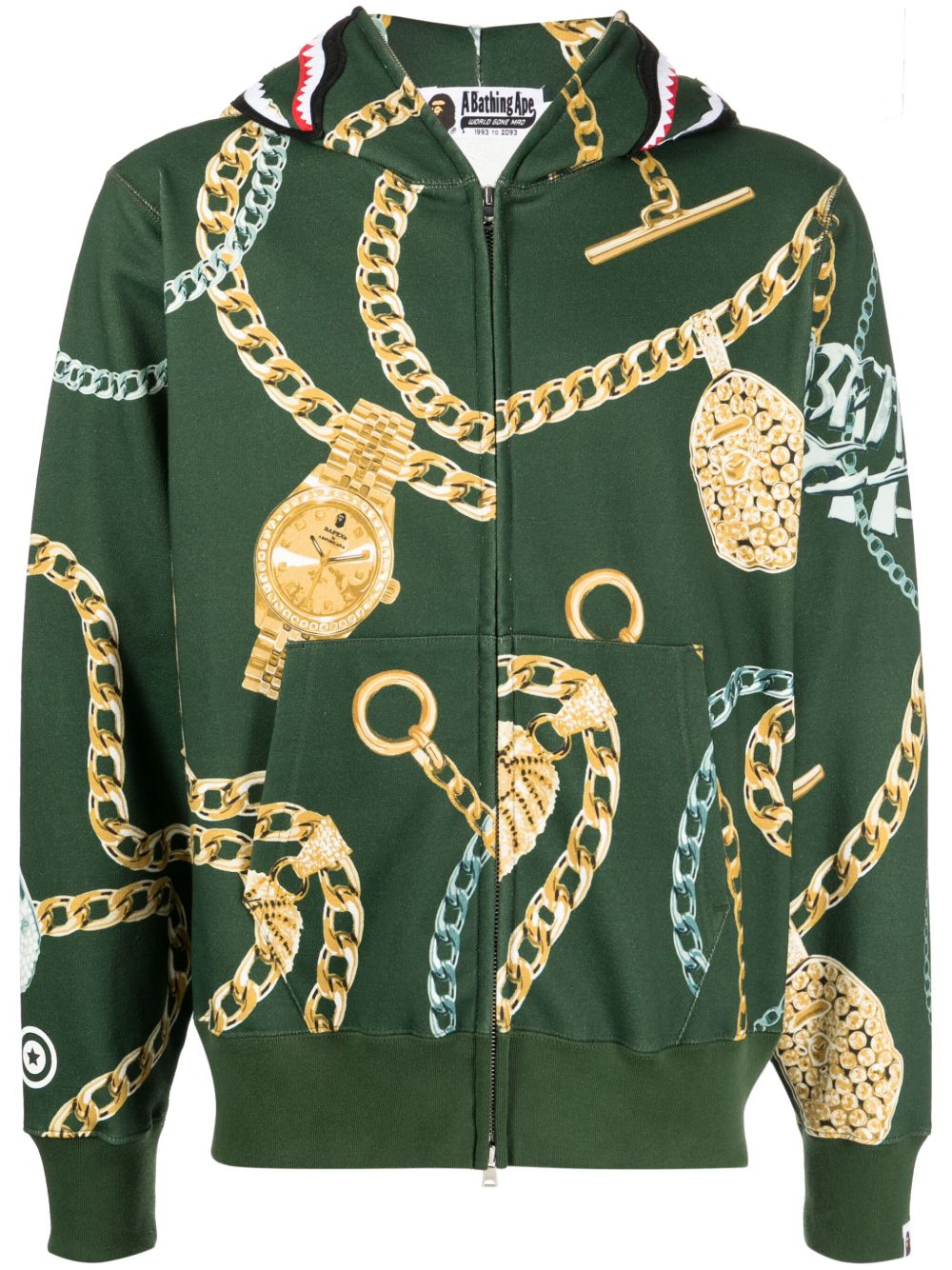 A BATHING APE® Jewells Shark 棉连帽衫 - 绿色