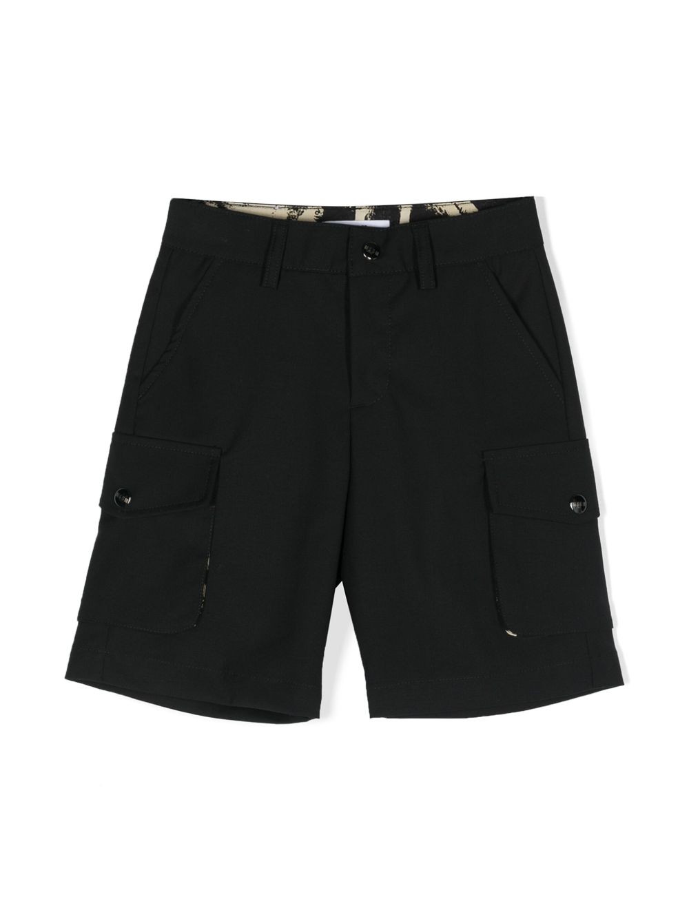 MSGM Kids 铆钉logo工装短裤 - 黑色