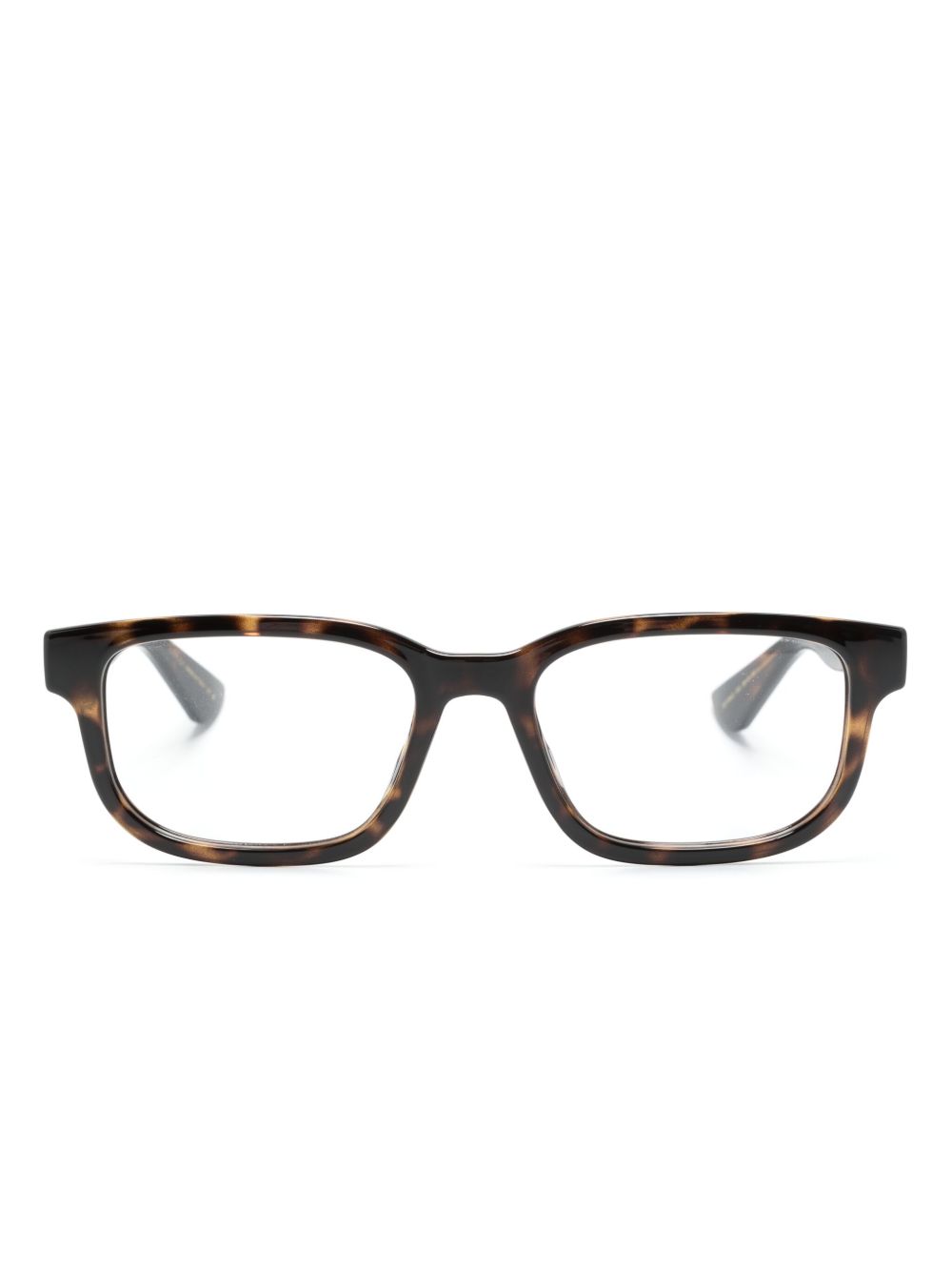 Gucci Eyewear 玳瑁纹长方形框眼镜 - 褐色