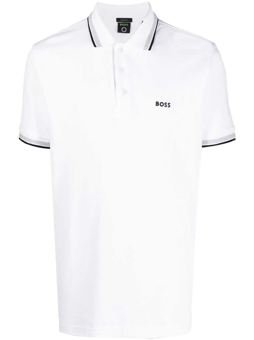 BOSS logo刺绣polo衫 - 白色