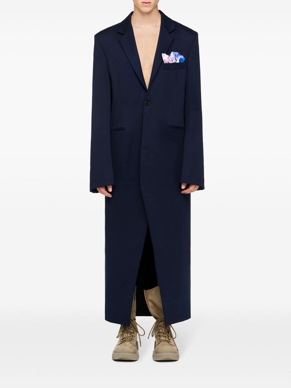 JW Anderson 不规则下摆细节长款外套 - 蓝色