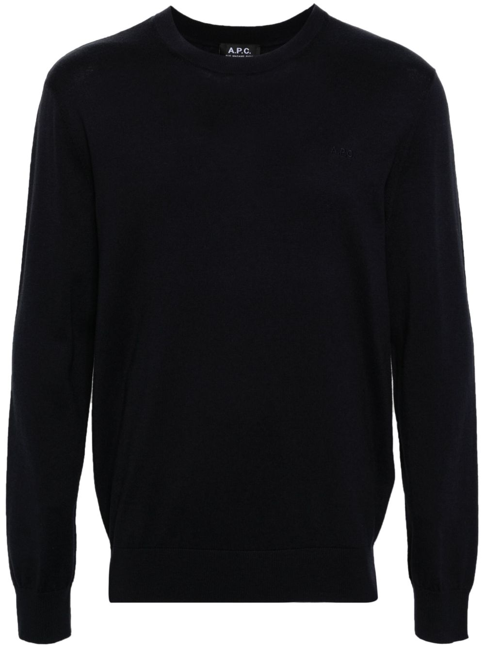 A.P.C. logo刺绣密织毛衣 - 蓝色