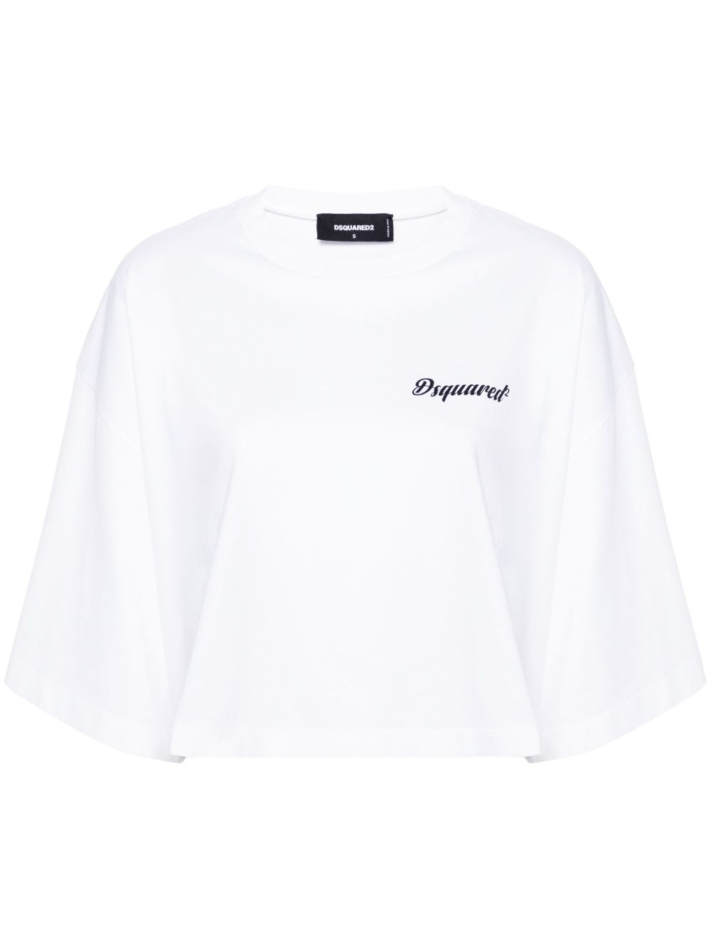 DSQUARED2 logo印花短款T恤 - 白色