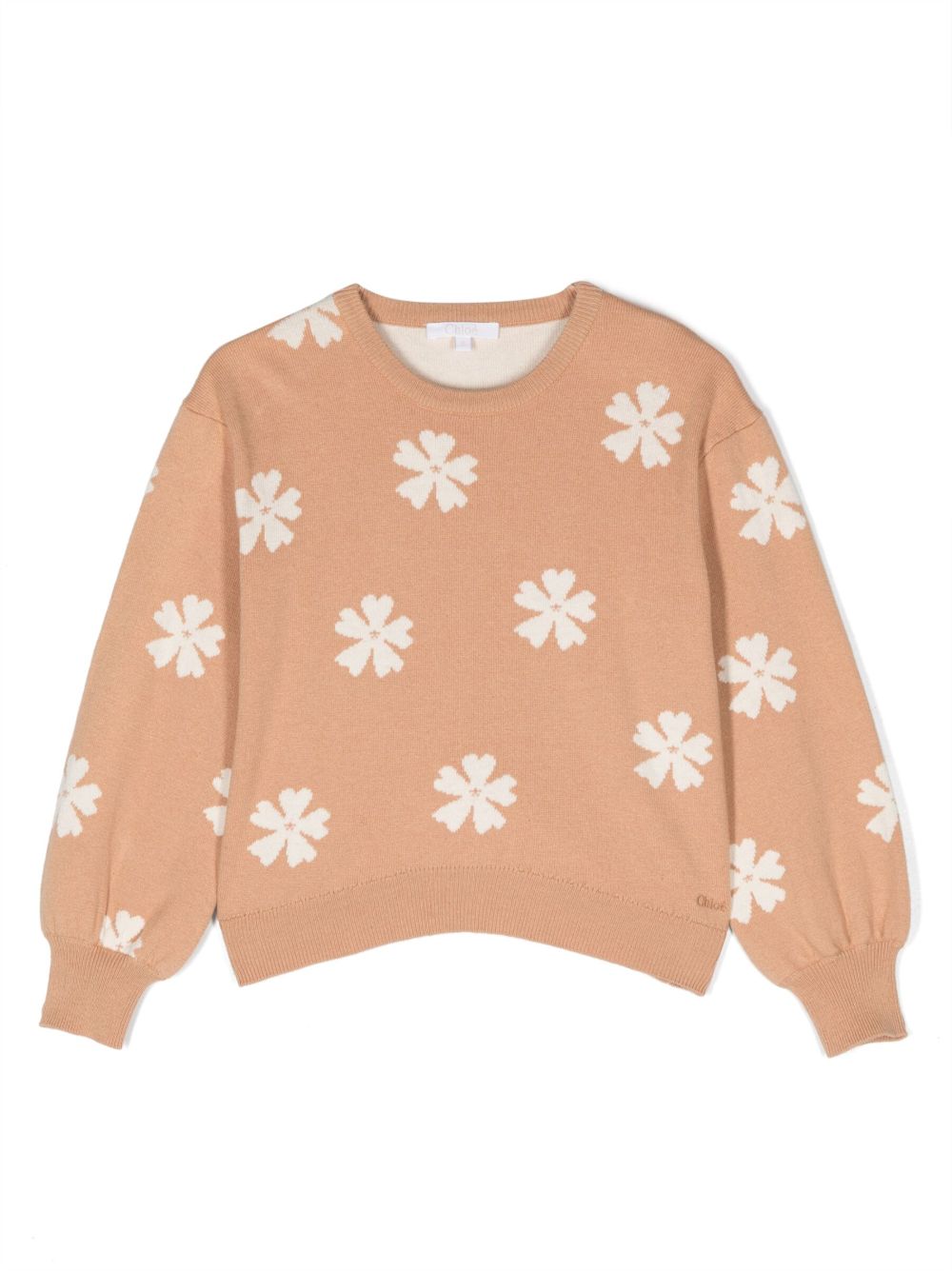 Chloé Kids 花卉嵌花针织毛衣 - 中性色