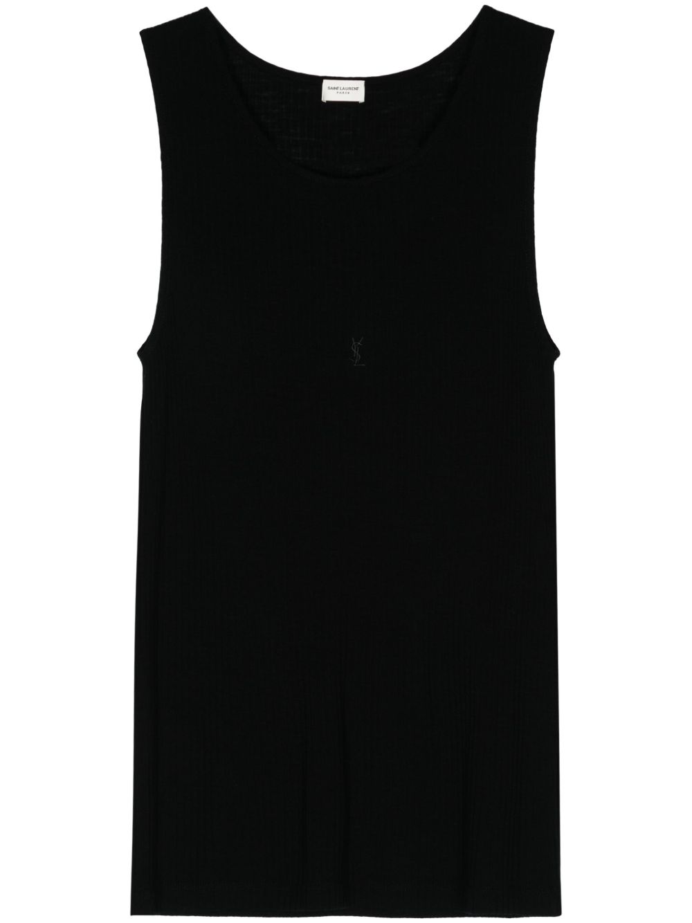 Saint Laurent logo刺绣羊毛坦克背心 - 黑色