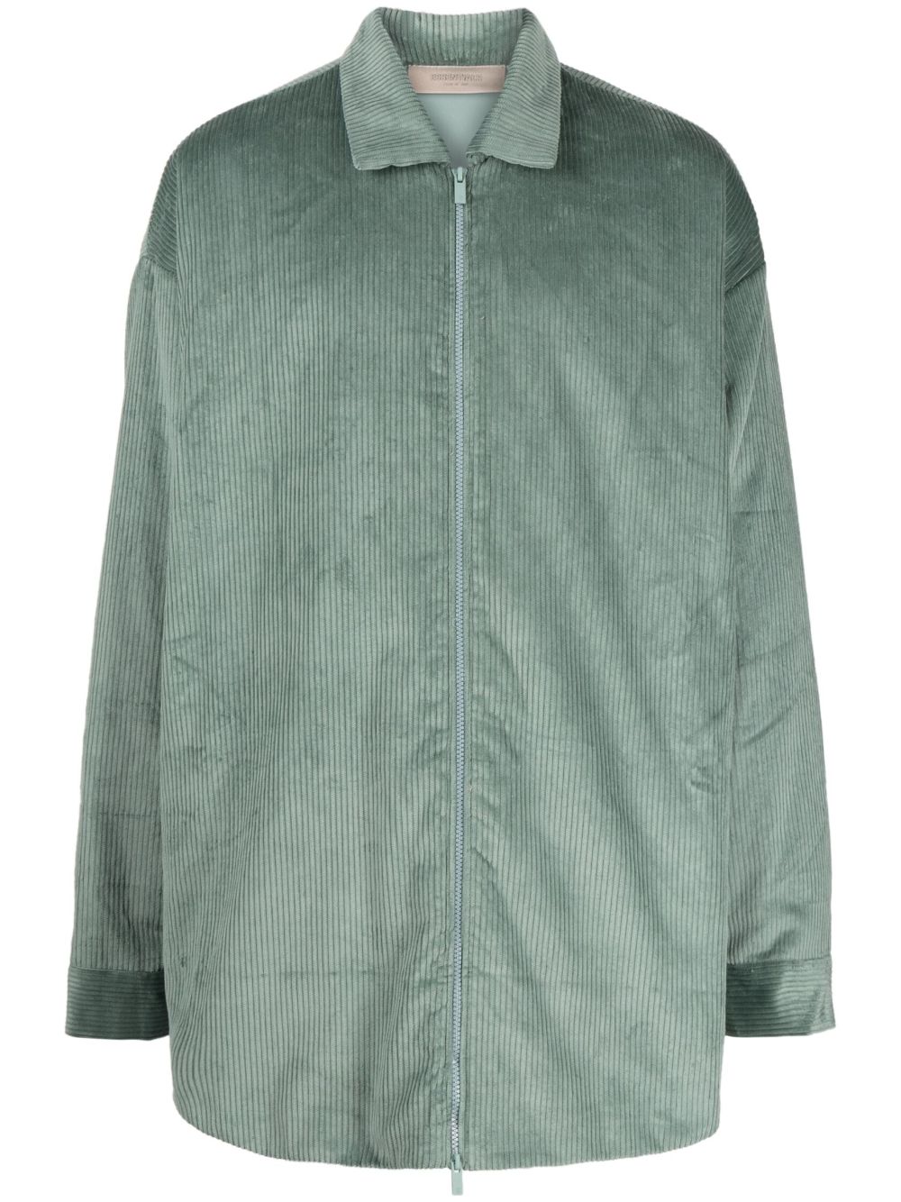 FEAR OF GOD ESSENTIALS 灯芯绒拉链衬衫式夹克 - 绿色