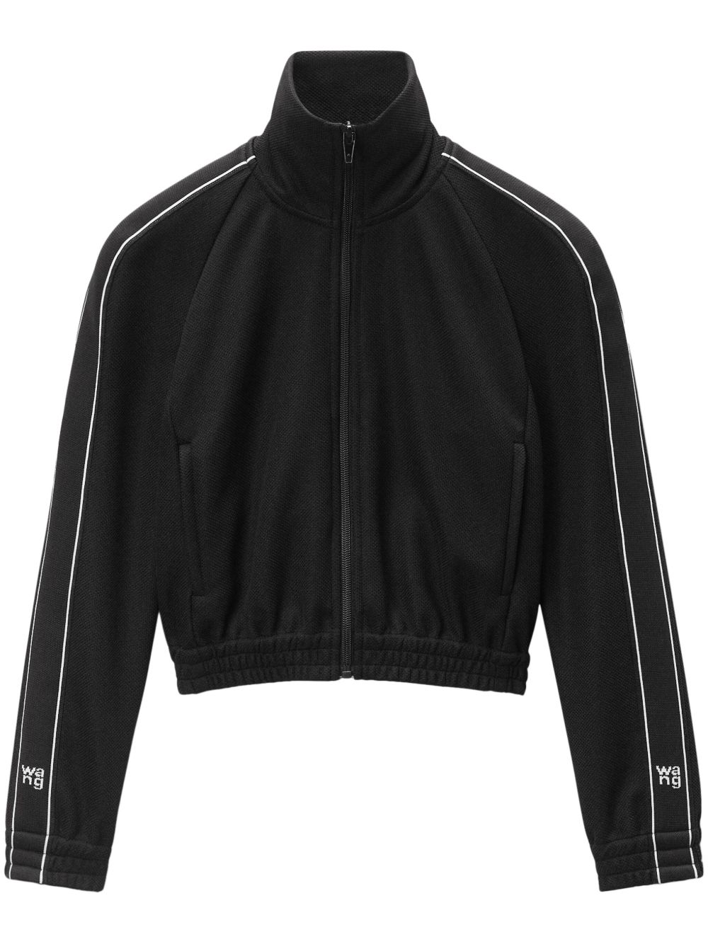 Alexander Wang logo饰带短款运动夹克 - 黑色