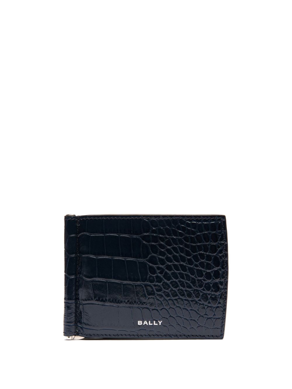 Bally logo标牌仿鳄鱼纹钱包 - 蓝色