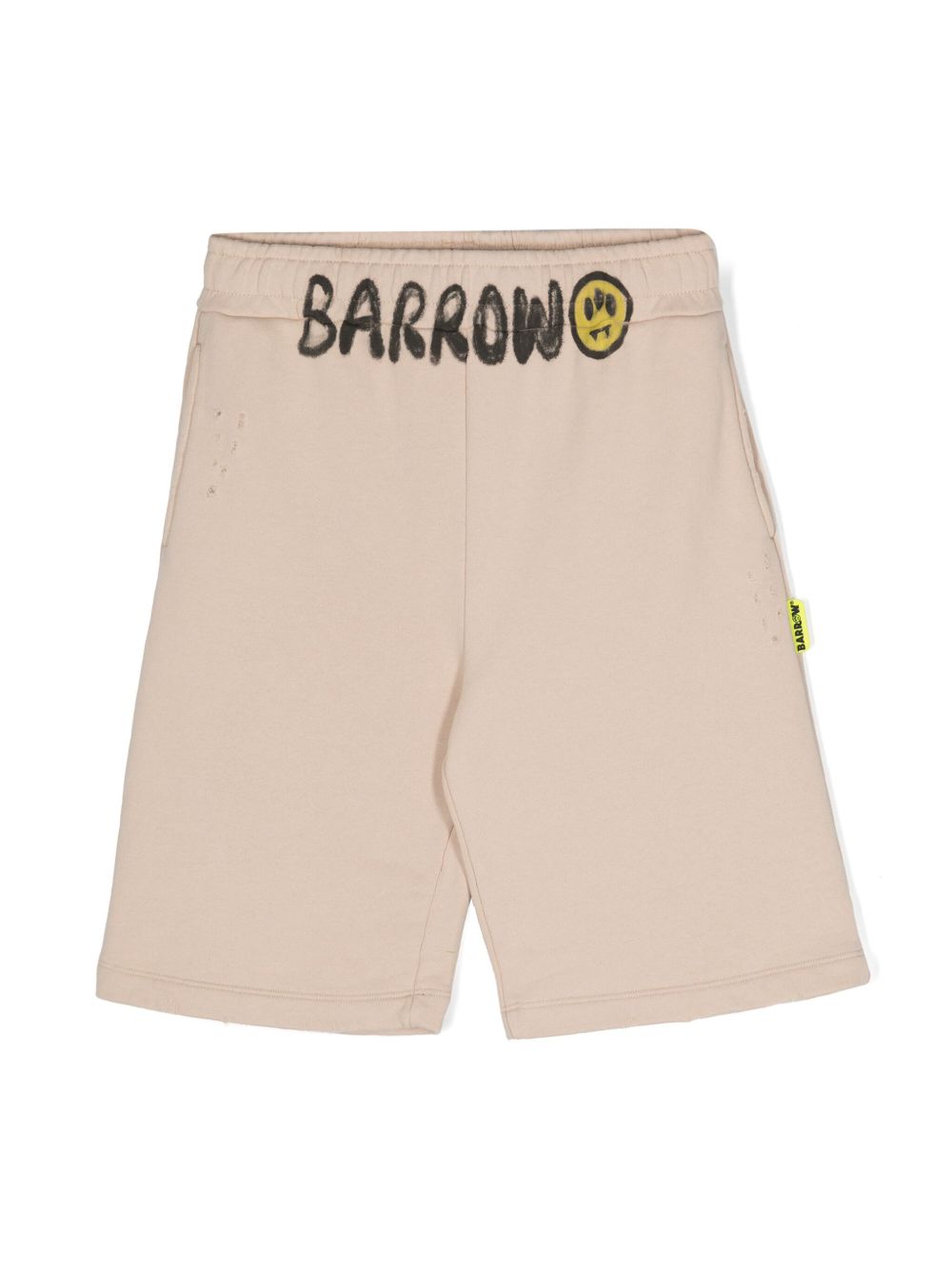 Barrow kids logo印花仿旧牛仔短裤 - 中性色