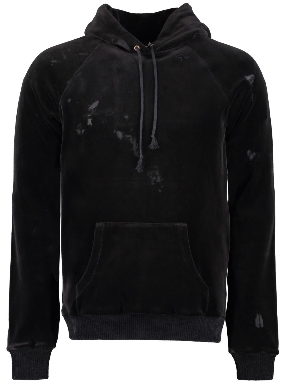 Saint Laurent 仿旧丝绒连帽衫 - 黑色