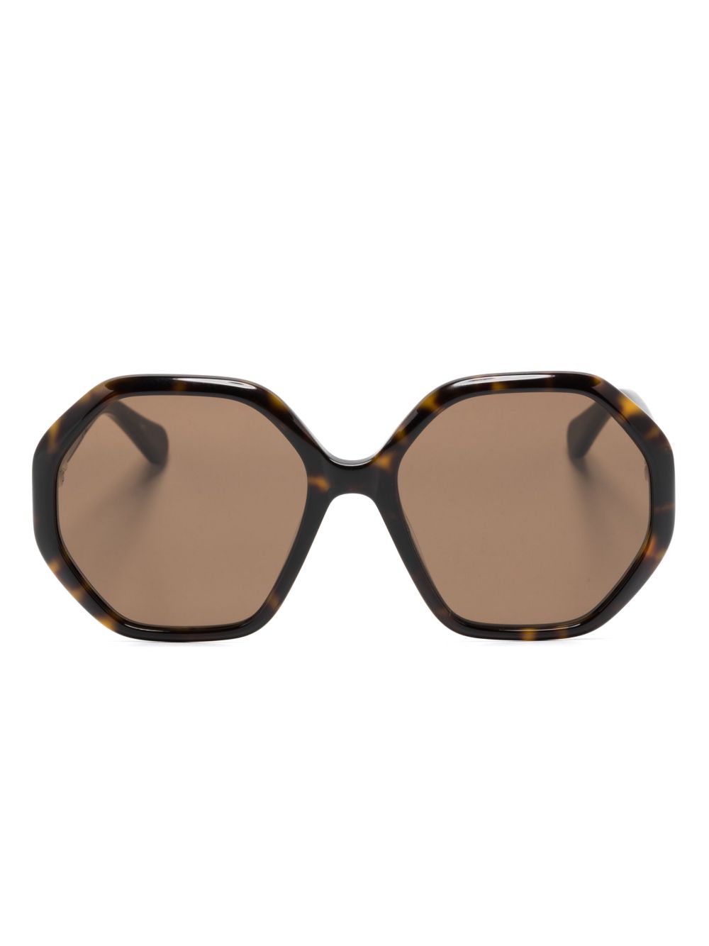 Chloé Kids CC0004S 几何形镜框太阳眼镜 - 褐色