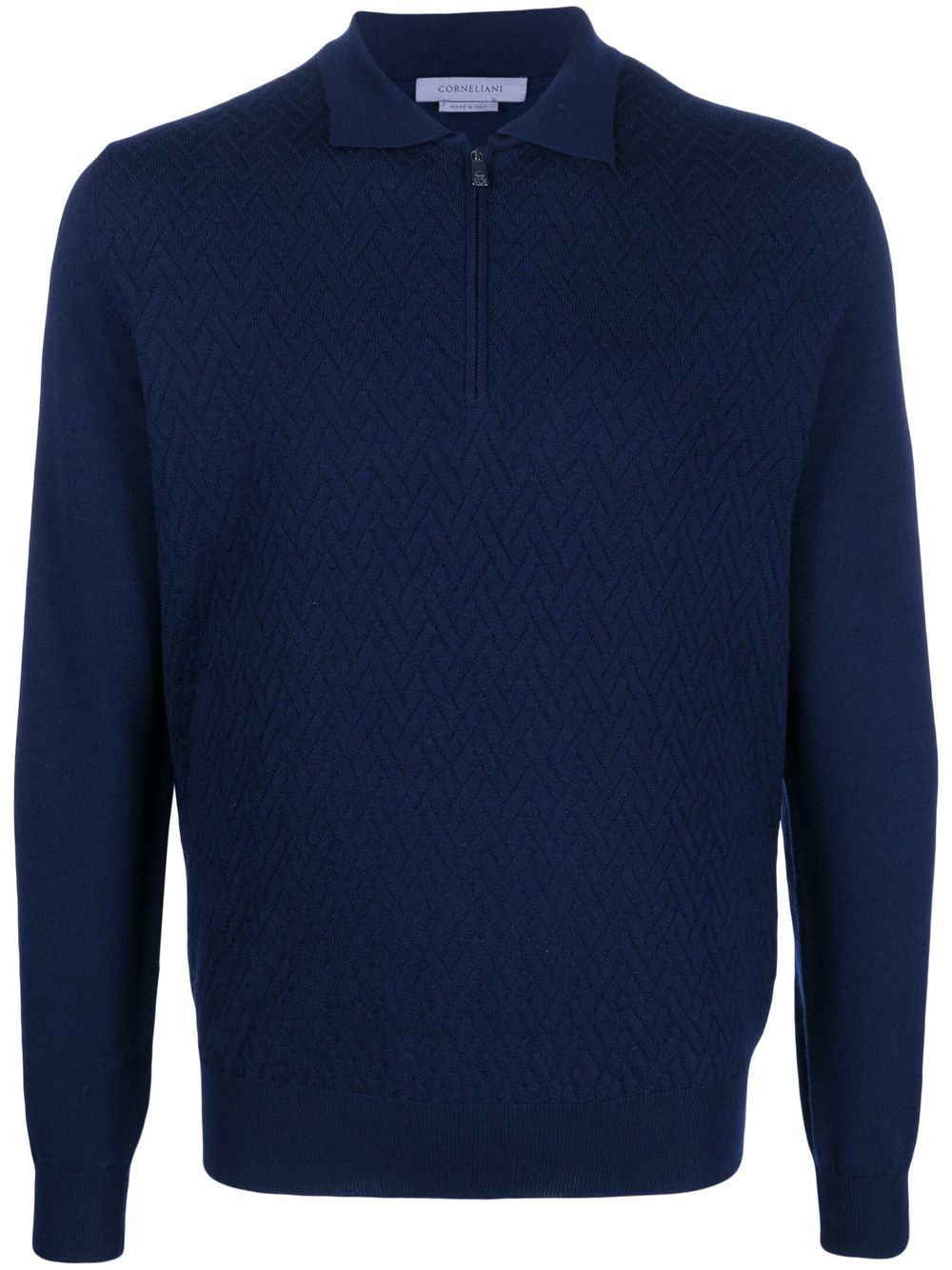 Corneliani 长袖polo领毛衣 - 蓝色