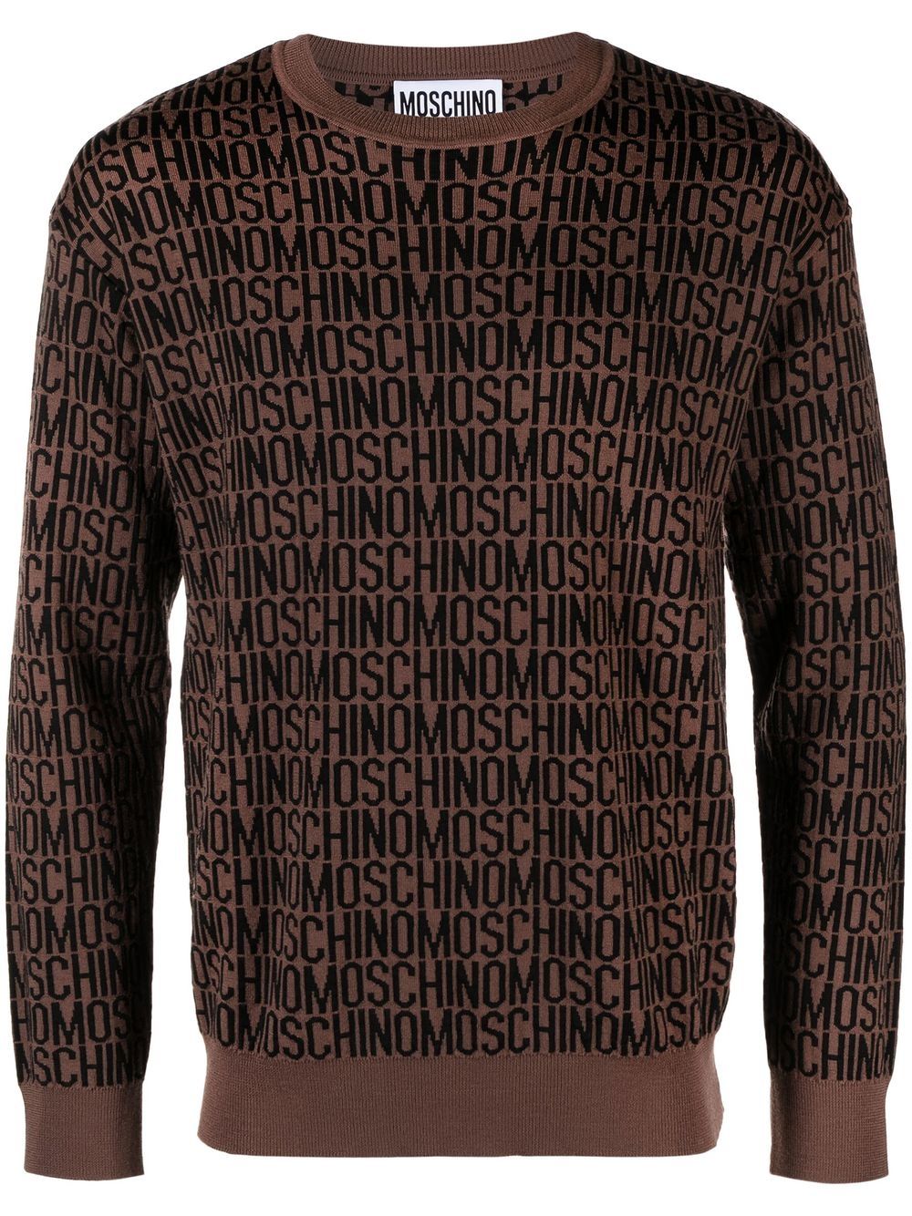 Moschino 经典logo提花圆领毛衣 - 褐色