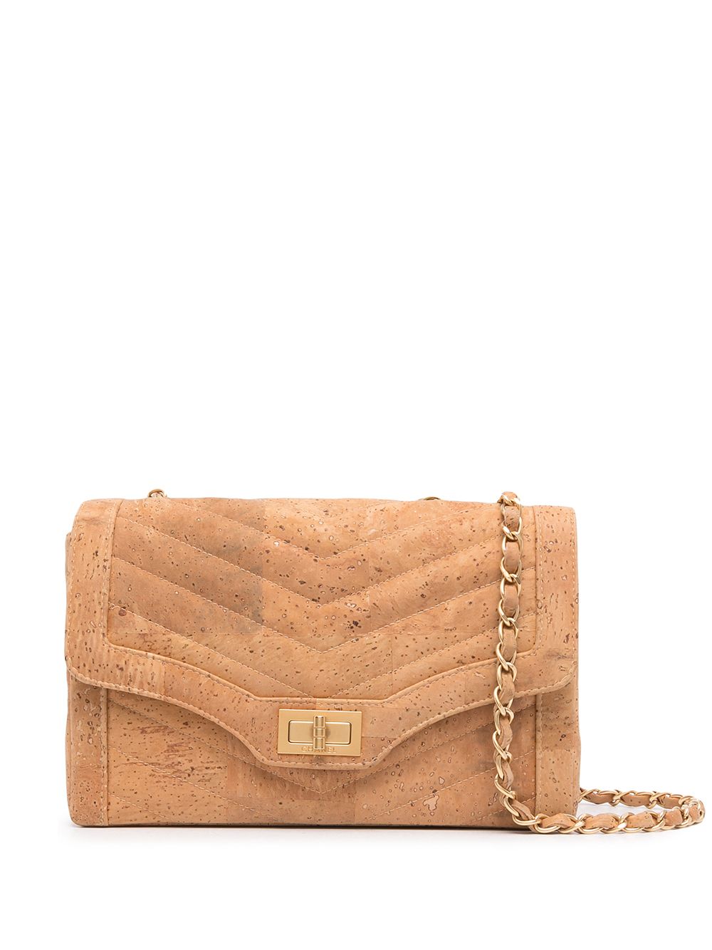 CHANEL Pre-Owned Chevron 2.55 软木单肩包（2000年代典藏款） - 褐色