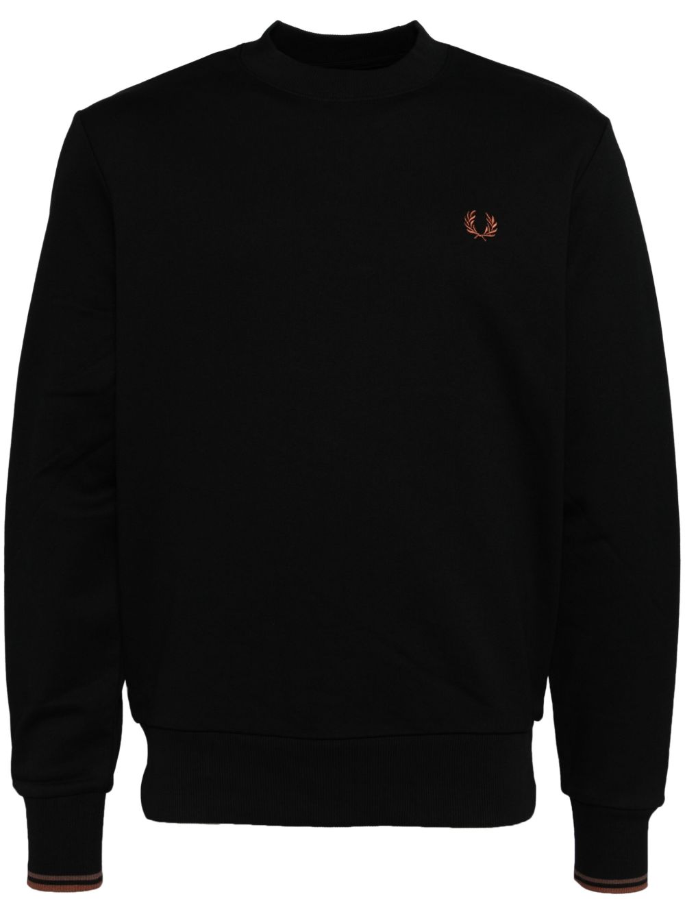 Fred Perry logo刺绣棉卫衣 - 黑色