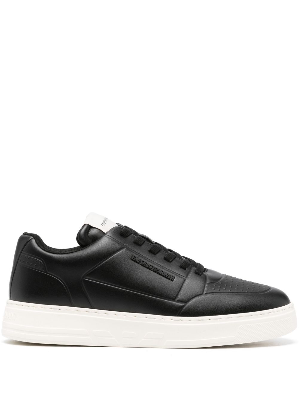 Emporio Armani logo压纹运动鞋 - 黑色