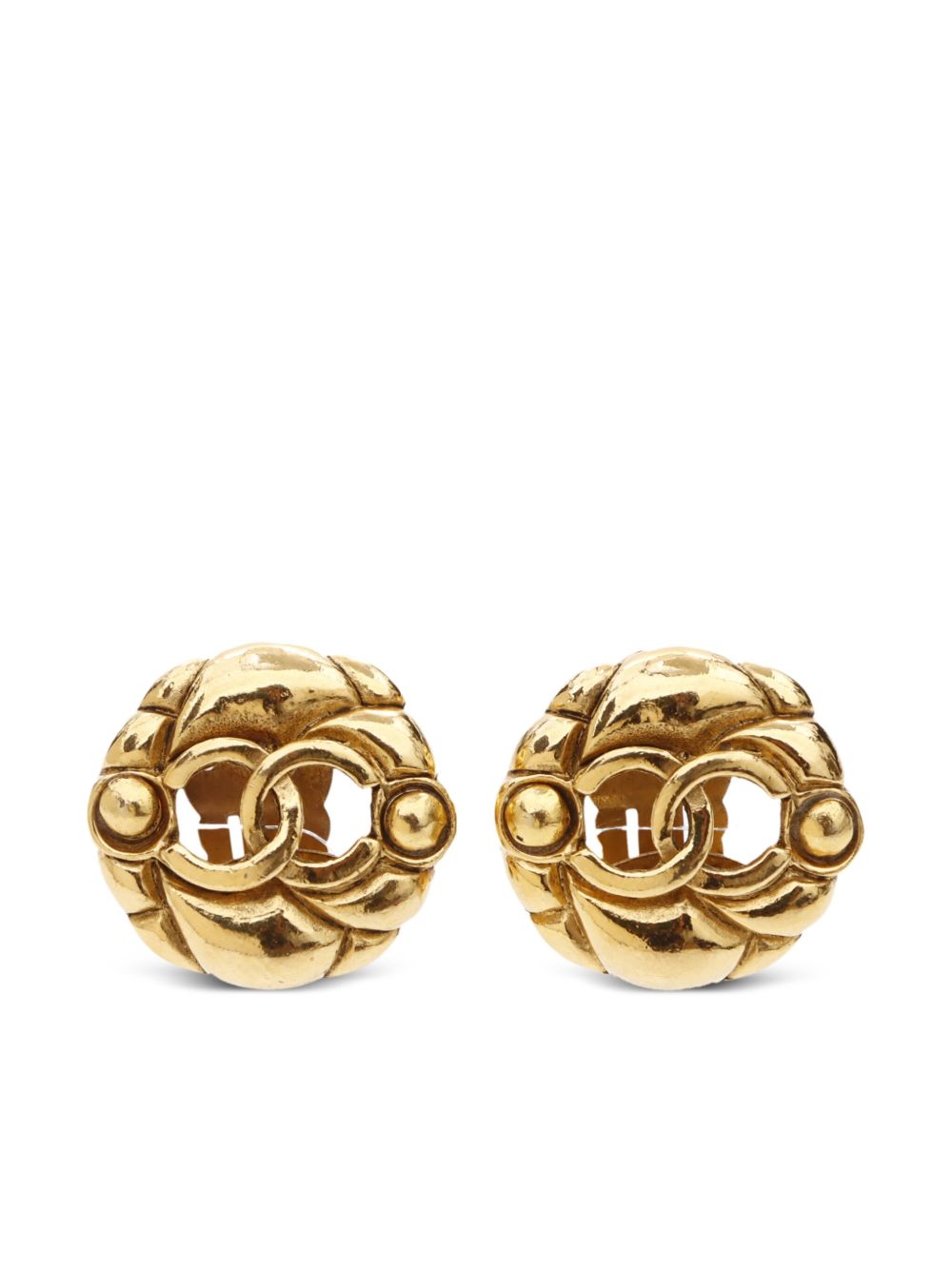 CHANEL Pre-Owned CC 夹扣式耳环（1988年典藏款） - 金色