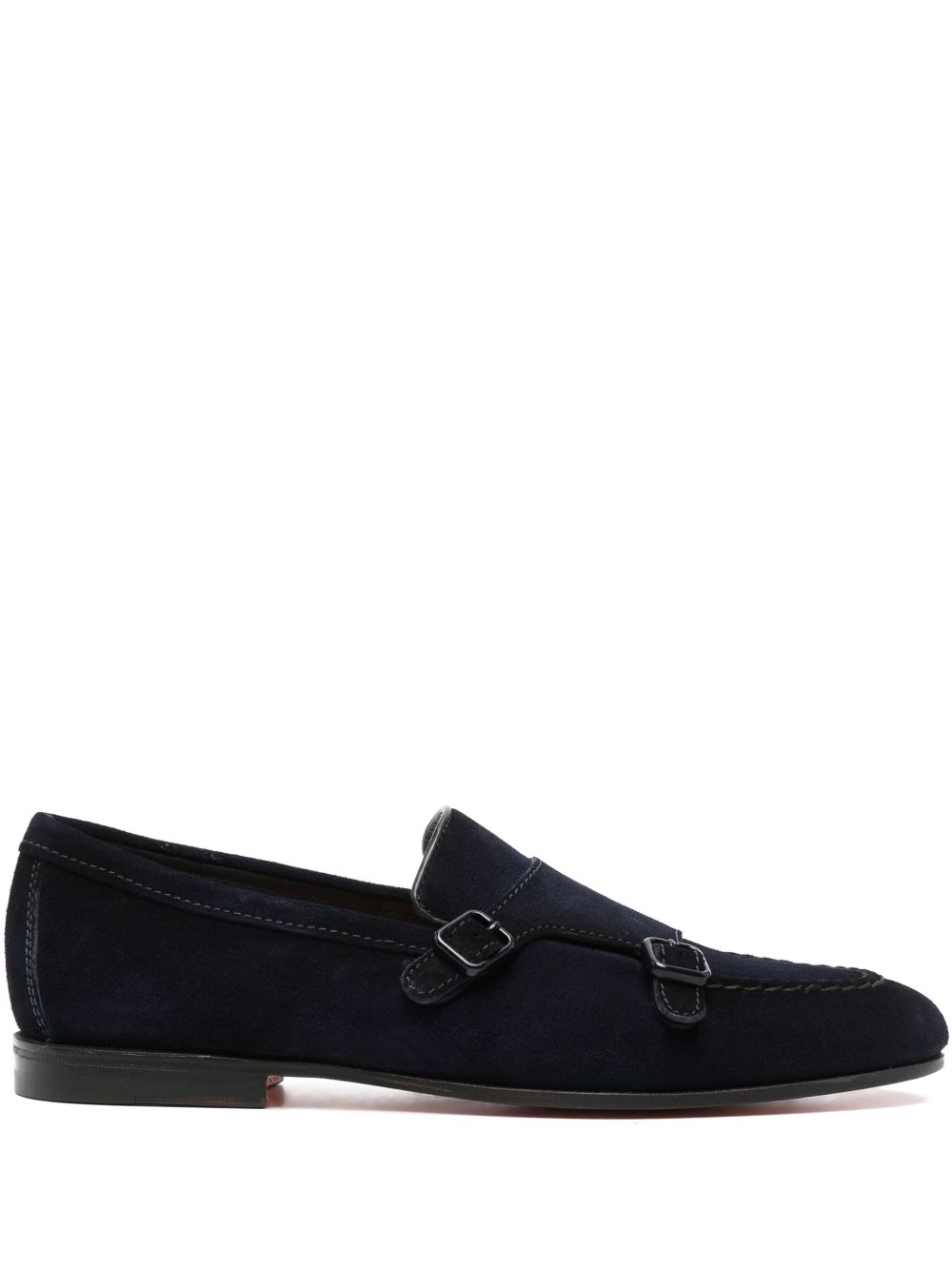 Santoni 绒面皮孟克鞋 - 蓝色