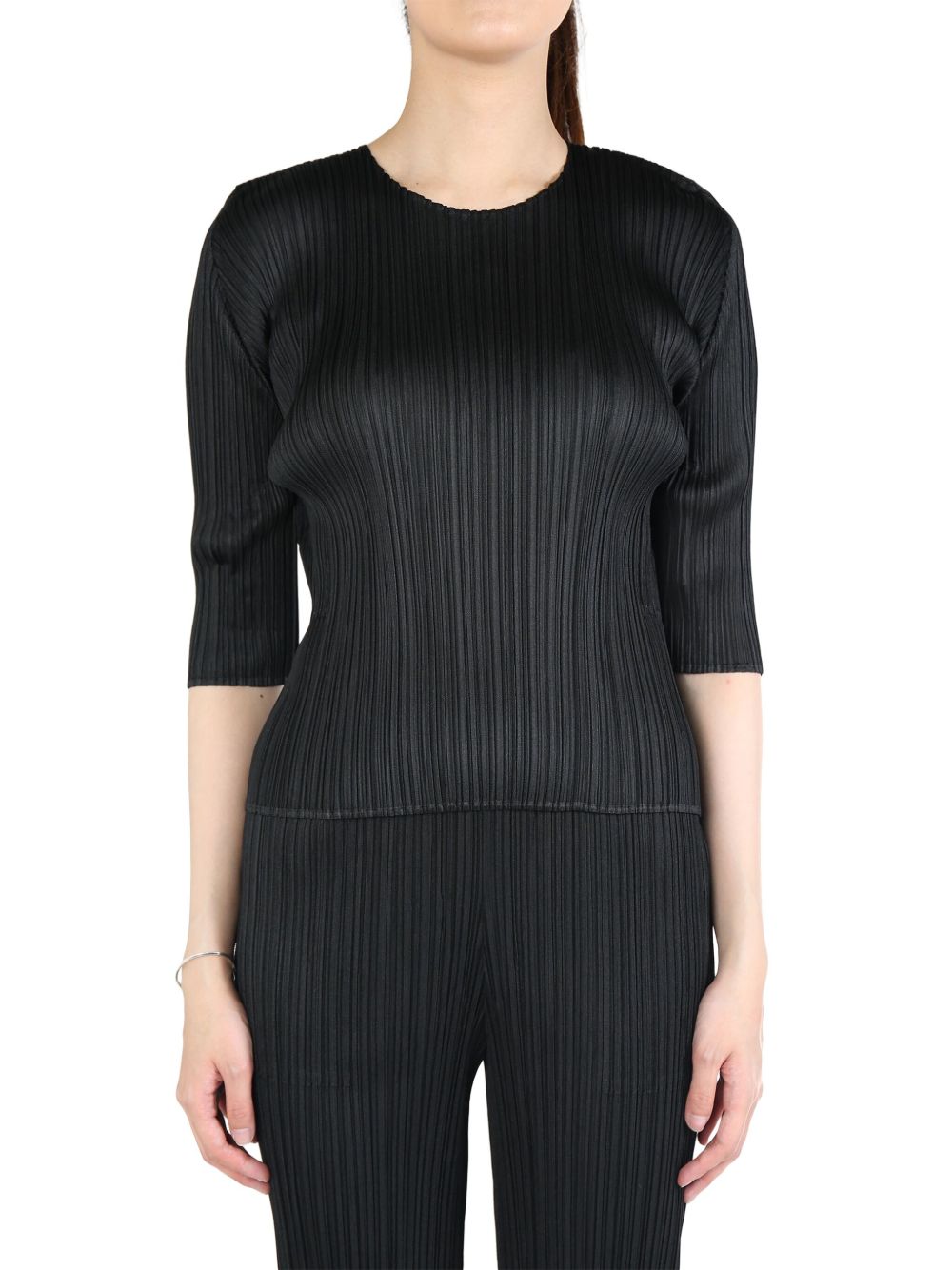 Pleats Please Issey Miyake pleated T-shirt - 黑色