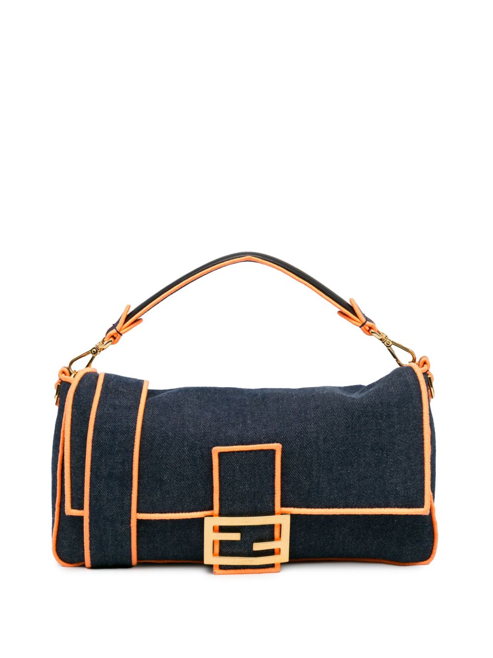 Fendi Pre-Owned Large Denim Baguette 斜挎包（2012-2023年典藏款） - 蓝色