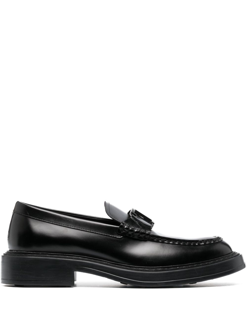 Tod's logo五金配件皮质乐福鞋 - 黑色