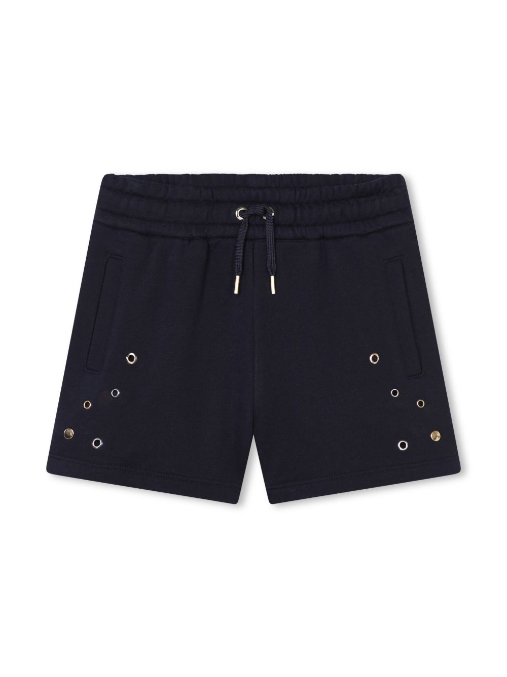 Chloé Kids 孔眼细节棉短裤 - 黑色